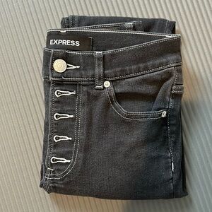 Express Legging High Rise Dark Wash Skinny Jeans Womens Sz 6 Button Fly